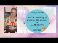 I’m Celebrating my Birthday by giving you 20% off products and services on my website.
